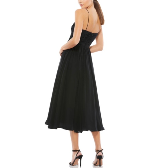 Mac Duggal 2650 Ruched V-Neck Pleated Chiffon Dress Black size XL - Picture 10 of 11